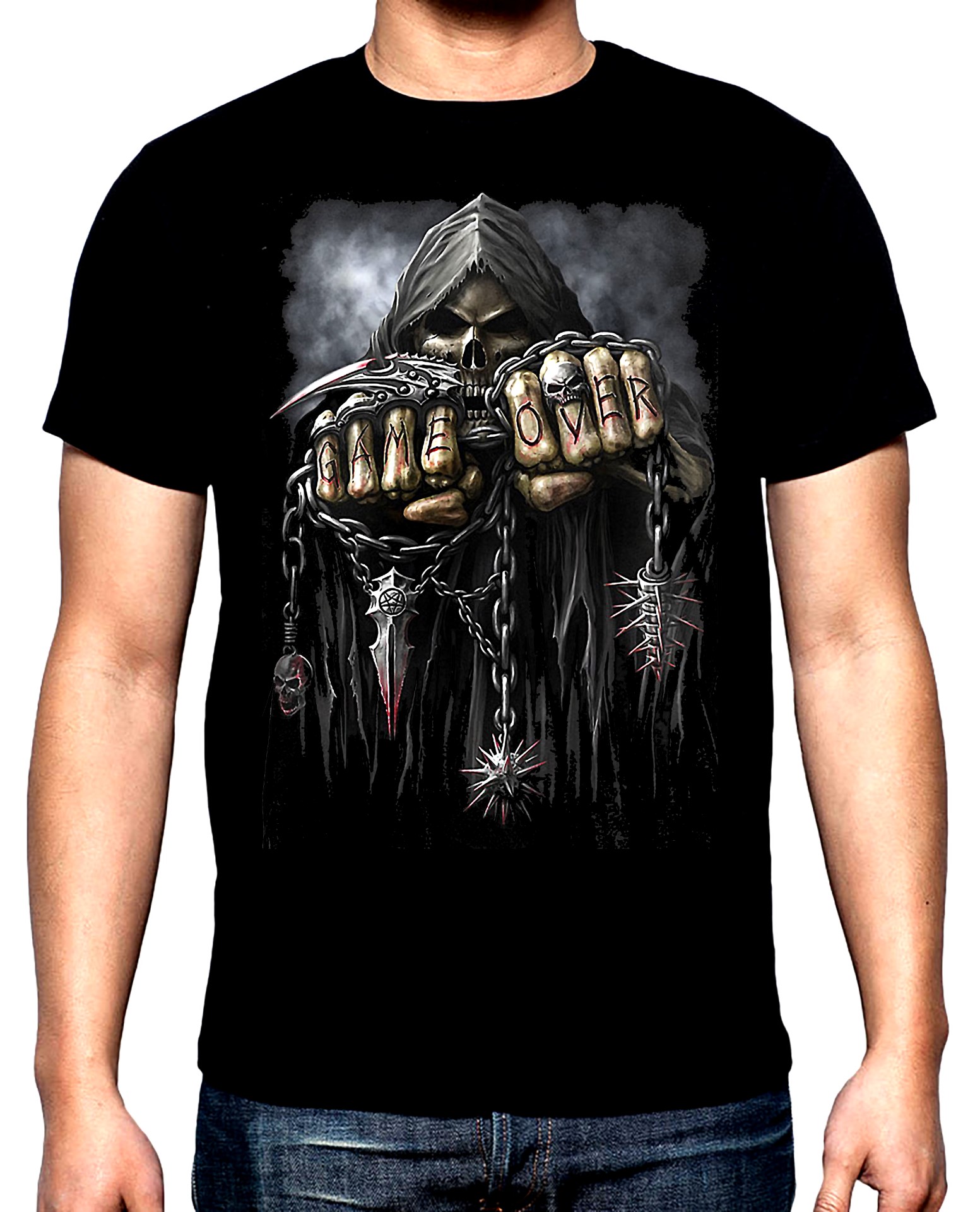 Скелет, Game over, мъжка тениска, 100% памук, S до 5XL