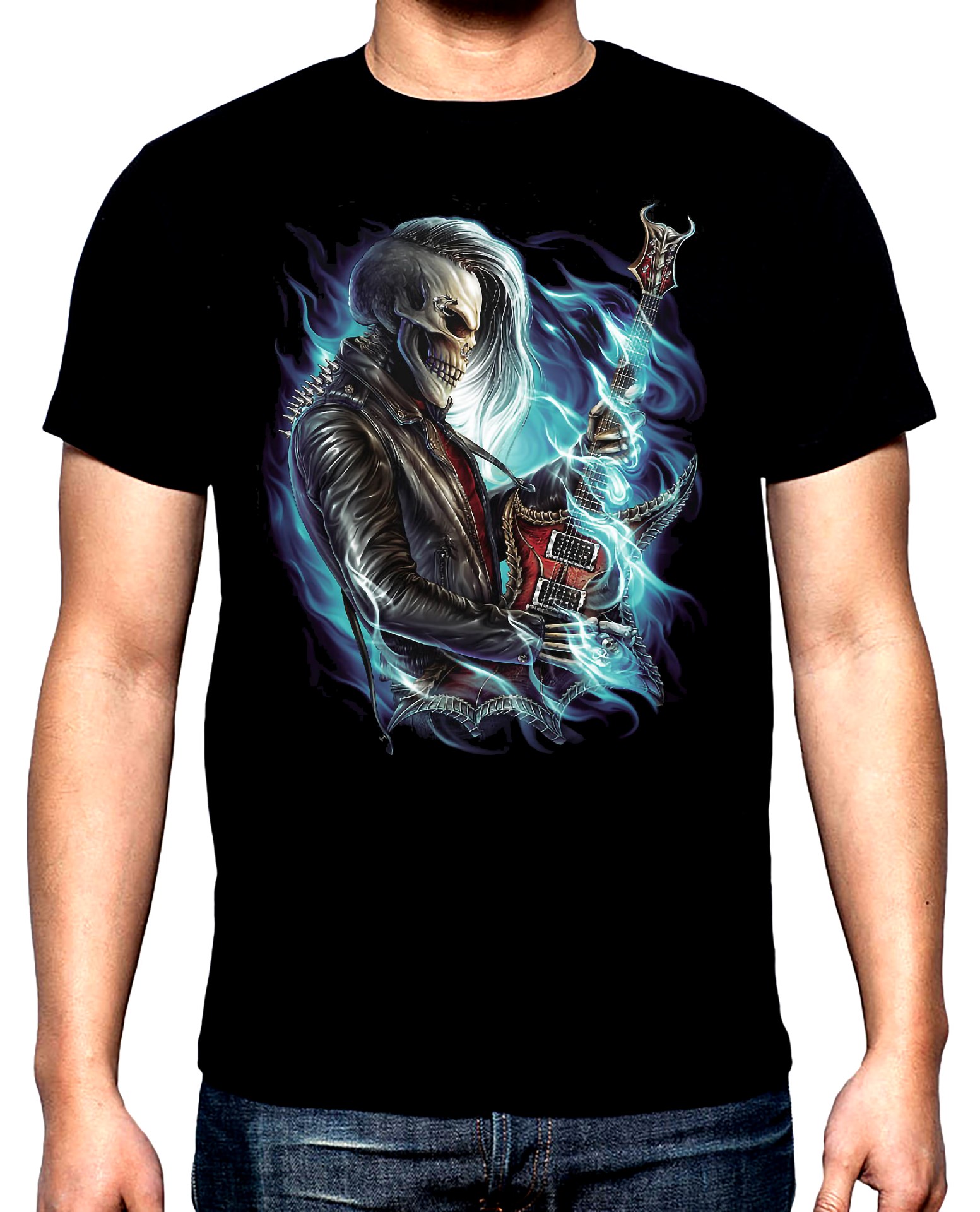 Скелет с китара, мъжка тениска, 100% памук, S до 5XL