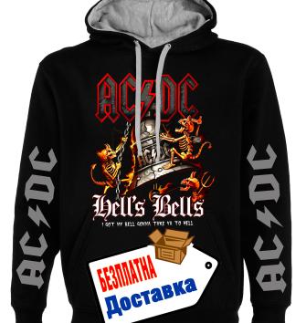 AC DC, Hells bells, мъжки суитшърт без цип, худи, Премиум качество