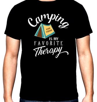 Camping is my favourite therapy, мъжка тениска за къмпинг, 100% памук, S до 5XL