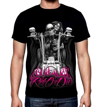Ride or die, men's t-shirt,biker, motor, skull, skelleton, 100%cotton