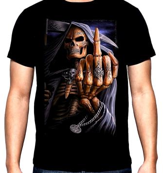Скелет, среден пръст, мъжка тениска, 100% памук, S до 5XL