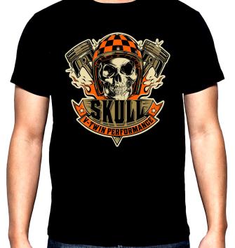 Skull V twin, рокерска мъжка тениска, 100% памук, S до 5XL