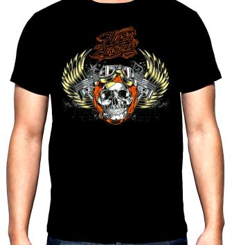 Harley Davidson, skull and wings, рокерска мъжка тениска, 100% памук, S до 5XL