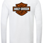 Харлей Дейвидсън, Harley Davidson, мъжка бяла тениска, блуза с дълъг ръкав, 100% памук, S дo 5XL