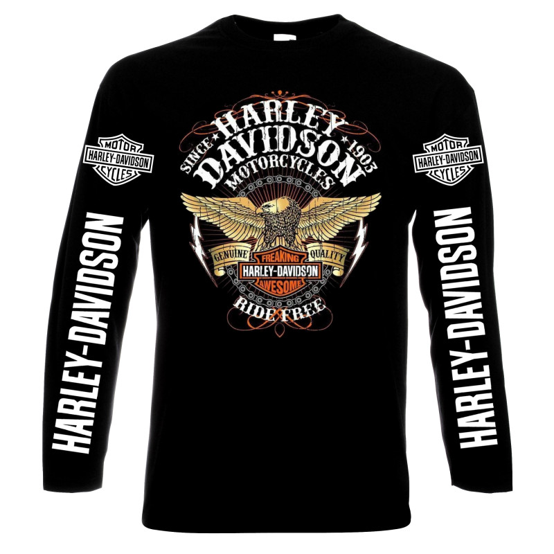 Блузи с дълъг ръкав Харлей Дейвидсън, Harley Davidson, мъжка тениска, блуза с дълъг ръкав, 100% памук, S дo 5XL