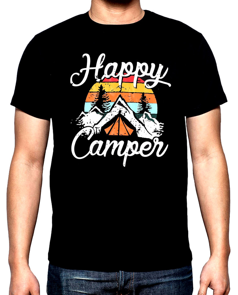 Тениски Happy camper, 2, мъжка тениска за къмпинг, 100% памук, S до 5XL