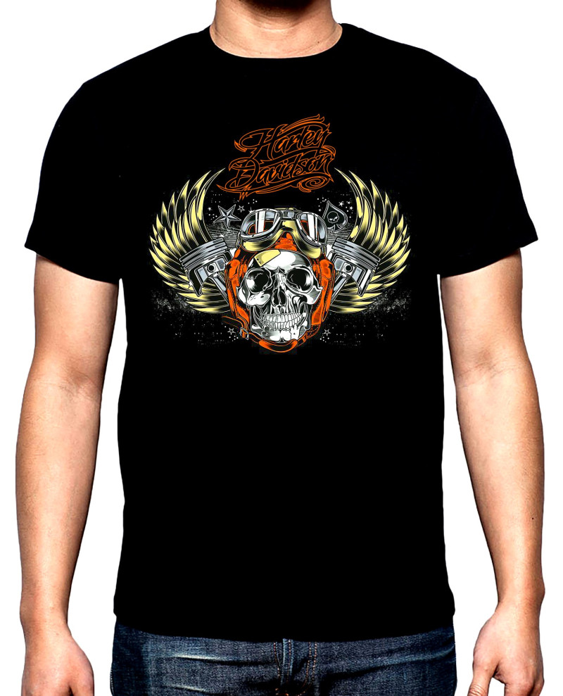 Тениски Harley Davidson, skull and wings, рокерска мъжка тениска, 100% памук, S до 5XL