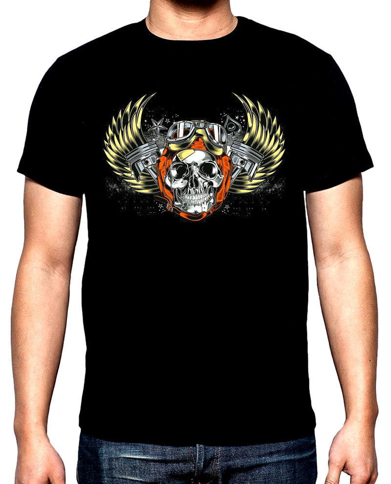 Тениски Skull and wings, рокерска мъжка тениска, 100% памук, S до 5XL
